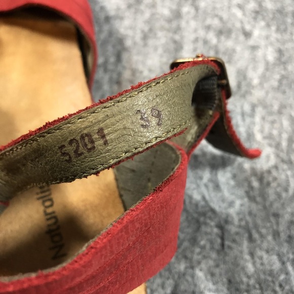El Naturalista Sandals Womens Size 8.5 Red Leather Slingback Wedge Comfort 5201 - Picture 9 of 16